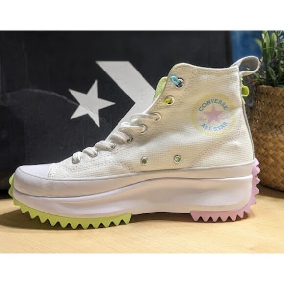 Converse Run Star Hike White Pink Green Platform Sneakers Unisex W9.5 M8 NIB - Picture 8 of 15